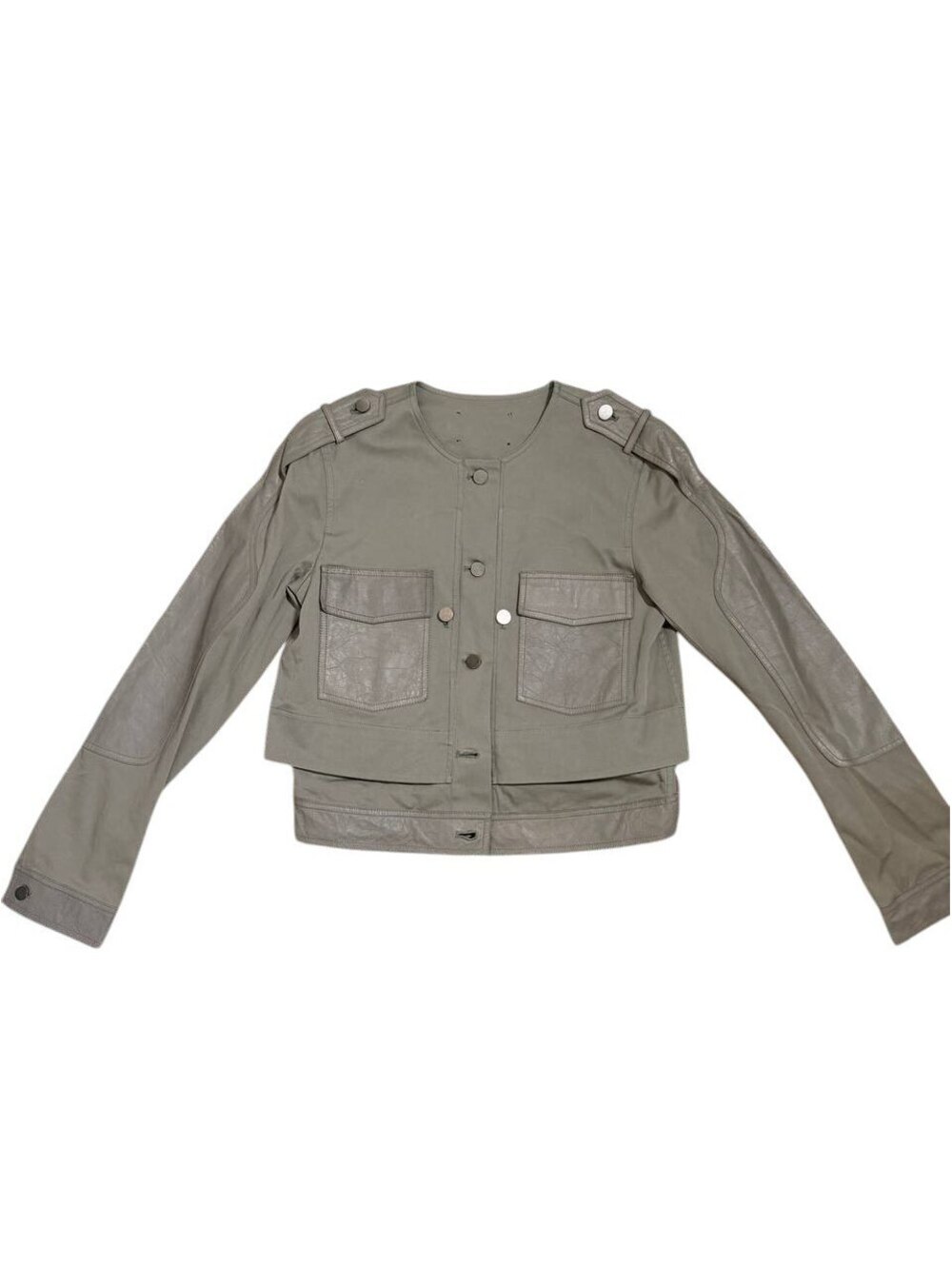 T Alexander Wang Leather Trim Crop Jacket Olive